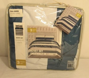 Juego de edredón Duck River Delia Stripe 3 piezas, colección de rayas náuticas, Queen, cobalto - Imagen 1 de 5