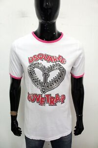 Dsquared2 Maglia Uomo Taglia L Nuova Bianca Cotone T-Shirt Maglietta Logo