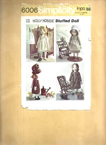 Simplicity #6006 Holly Hobbie Stuffed Doll Pattern 1973 Vintage Cut - Picture 1 of 1