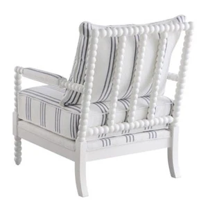 Bowery Hill Fabric Upholstered Accent Chair with Spindle White and Navy - Picture 1 of 6