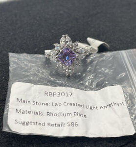 NIB Stunning Ring Bomb Party RBP3017 Lab C Light Amethyst W/Rhodium P Band Sz 6