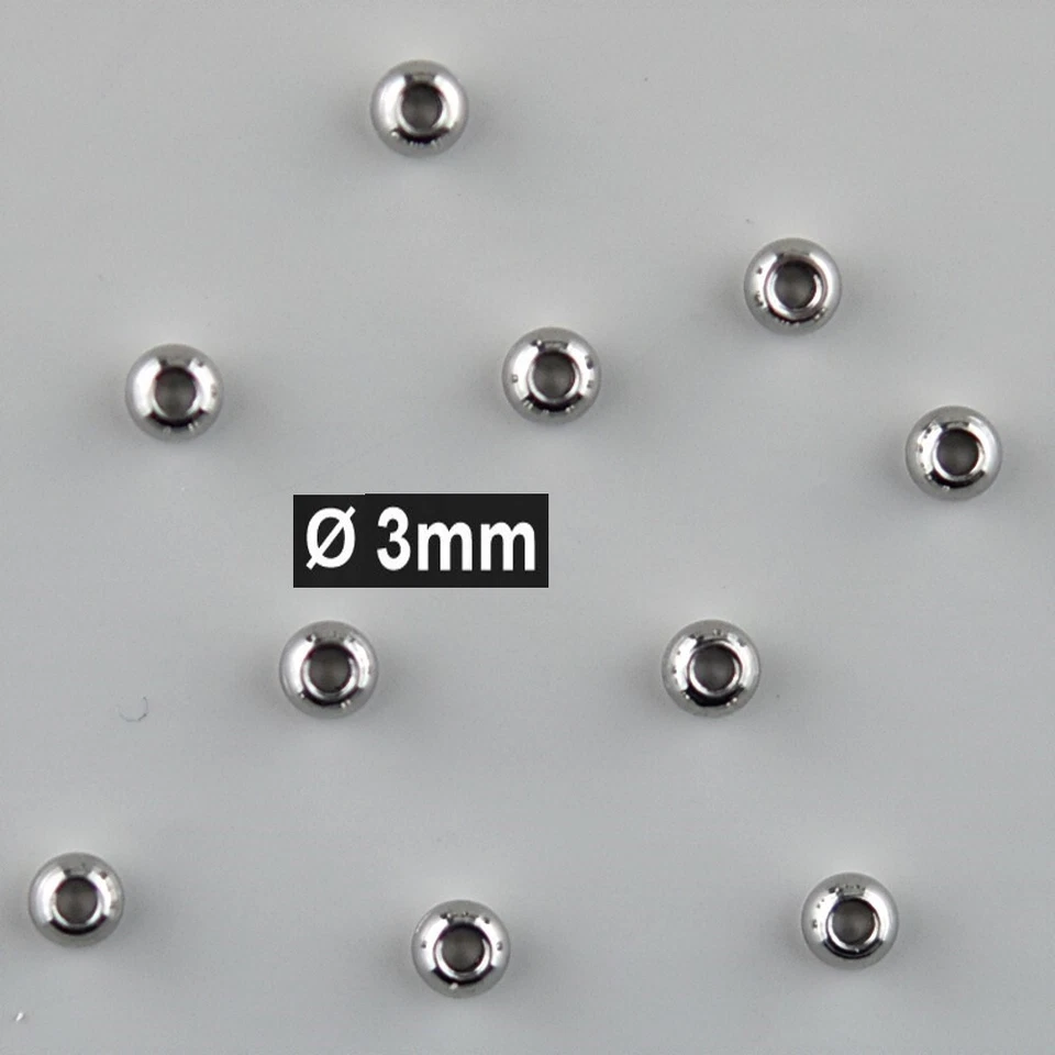 Zwischenperlen Edelstahl Kugeln 3mm Zwischenteile Schmuck Ketten 10 - 100 St. - Bild 1 von 1