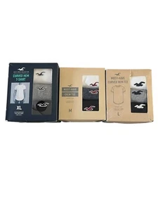 Hollister Men's 3 Pack Curved Hem Crew Neck Short Sleeve T-Shirt Must Have Tee - Picture 1 of 21