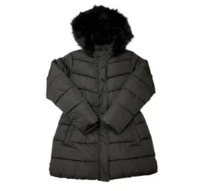 Member's Mark Girls Puffer Jacket Coat Black Fur Trim Hood Small 6/6X - Picture 1 of 1