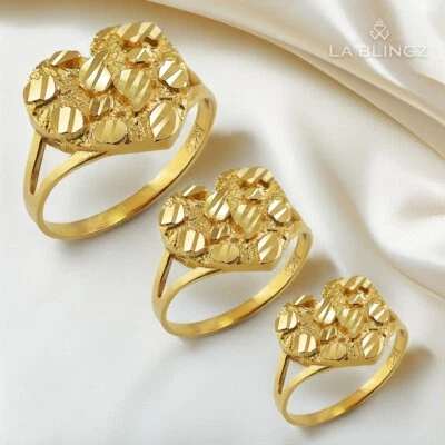 Anillo corazón pepita de oro amarillo de 10 quilates corte brillante (pequeño, mediano, grande) Foto 1 de 4