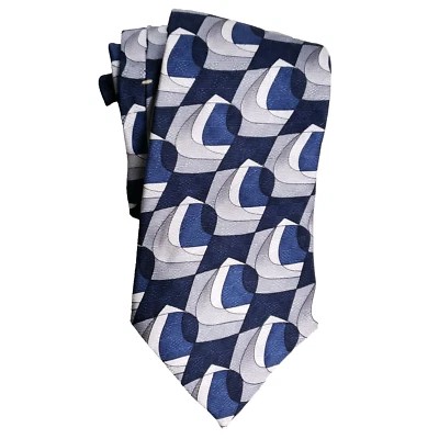 Corbata clásica de seda Evan Picone azul gris patrón geométrico para hombre Foto 1 de 4