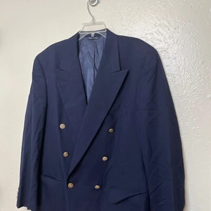 Vintage Burberry Blazer Mens 44 Blue Burberrys Super 100s Wool - Picture 1 of 24