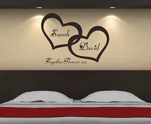 Personalised Love Hearts Bedroom Wall Art Sticker, Decal, Graphic b5 - Picture 1 of 1