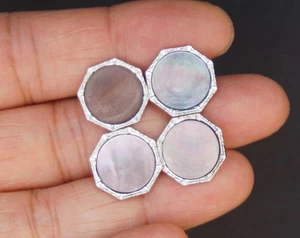 Art Deco 14K Yellow White Gold Black Lip Abalone Shell Cufflinks by Later & Sons - Picture 1 of 11