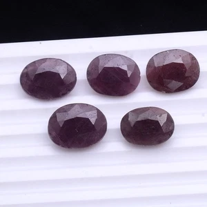 5 Pcs Natural Ruby Oval Faceted Cut 15mm-16mm Untreated Huge Loose Gemstone Lot - Picture 1 of 6