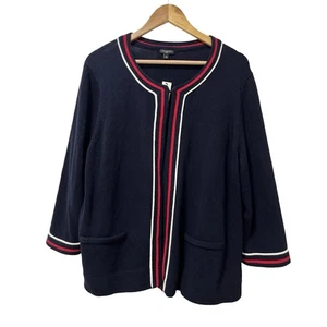 Talbots Woman Open Front Cotton Cardigan Size 2X Navy Capsule Old Money NWT - Picture 1 of 7