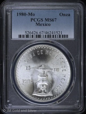 1980-Mo Mexico 1 oz Silver Casa De Moneda PCGS MS 67 | Uncirculated UNC BU - Image 1 of 4