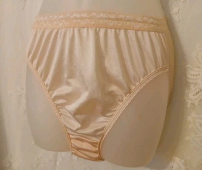 Bragas Hanes Rosa Semi Transparente Sedoso Nylon Completo Borde de Encaje Granny Sissy 8 M  Foto 1 de 4