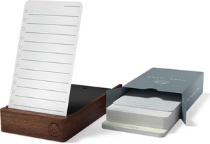Undated Daily Planner to Do List Notepads and Walnut Stand - 120 Checklist Cards - Picture 1 of 8