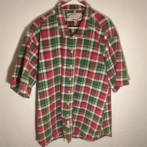 Camisa a Cuadros Vintage Abercrombie XL SS Roja Verde Etiqueta de Artículos al Aire Libre Malasia Años 90 - Imagen 1 de 5