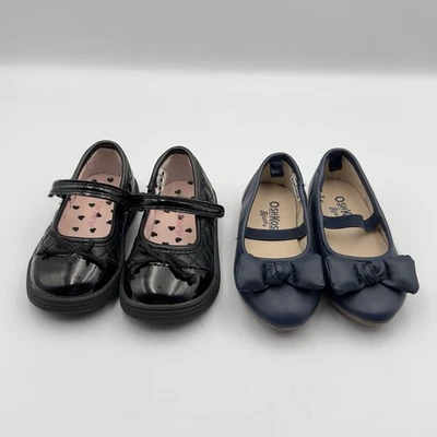 Lot of 2 Toddler Girl Size 6M Shoes Blue Black Mary Jane Shoes Carters Oshkosh - Image 1 of 4