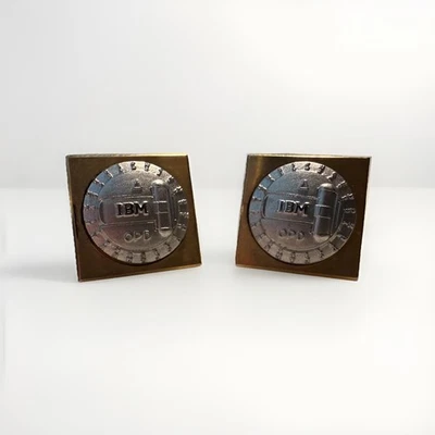 Gemelos vintage IBM OPD plata esterlina y tono dorado - historia de la computadora Foto 1 de 4