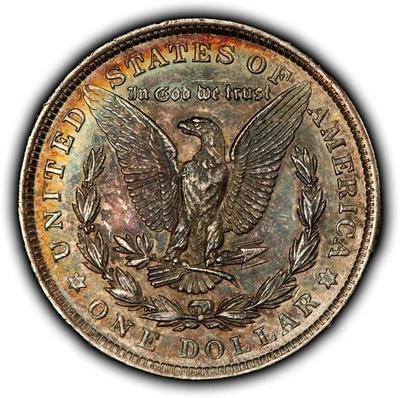 1921 $1 Morgan Silver Dollar - Luster - Neon Crescent Toning - SKU-D7327 - Image 1 of 4