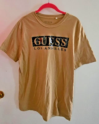 Guess Los Angeles Tan Short Sleeve T Shirt XL Mens - Image 1 of 4
