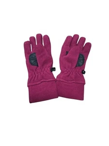 REI Kids Pink Fleece Black Leather Palm Winter Gloves Size Small - Picture 1 of 4