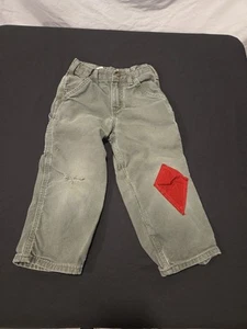 Carhartt Duck Canvas Carpenter Pants Green Work Wear Youth Adjustable Size 4  - Picture 1 of 13