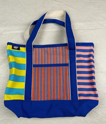 Bolso de Mano Lands End Mediano Firma Lona Abierto Rayas Multicolores Foto 1 de 4