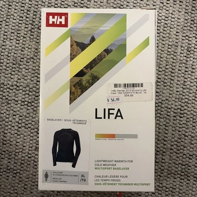 Helly Hansen Lifa Crew Baselayer Top Women’s XL Graphite Blue - New — 第 1/3 张图片