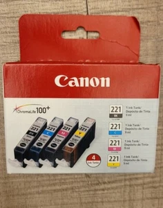 Original Canon CLI-221 Schwarz Cyan Magenta Gelb 4er Pack Tinte, versiegelt - Bild 1 von 5