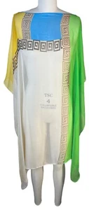 Sheer Silk Greek Key Meander Pattern Large Scarf - Picture 1 of 11
