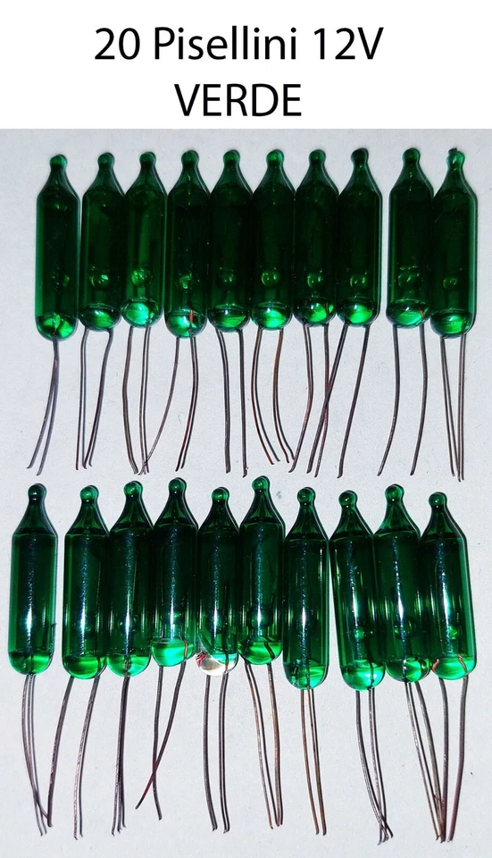 Ricambi Piselli Pisellini 12V 20 pezzi VERDE lampade sostitutive Natale - Immagine 1 di 1
