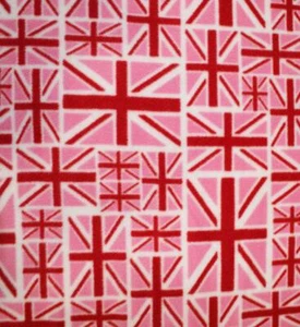 Printed Polar Fleece Fabric Material - UNION JACK PINK - Picture 1 of 1
