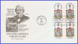 USA3 #1911 U/A ARTMASTER FDC BL4 Savings and Loan Sesquicentenni - Bild 1 von 1