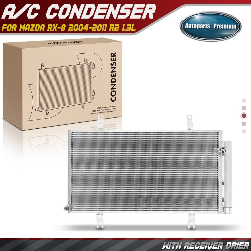 Condensador de aire acondicionado aire acondicionado con soporte y secador para Mazda RX-8 2004-2011 Foto 1 de 4