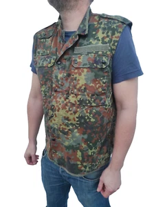 Vintage German army camo vest sleeveless shirt fieldshirt military GAO gilet - Imagen 1 de 17