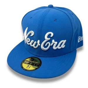 New Era Branded Script 59FIFTY Fitted Cap (Blue/White) NWT Size 7 5/8 NEW - Picture 1 of 8