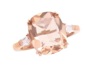 925 Sterling Silver Vintage Ring Rose Gold Plated Morganite & Topaz Sz 7 RG30249 - Picture 1 of 8