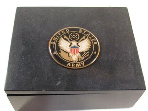 USA US ARMY 5"X4"X2" black marble urn ashes cremation keepsake - Picture 1 of 4