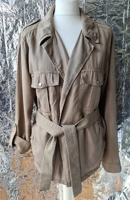 CHAQUETA KAREN MILLEN UK10 EU38 US6 verde caqui militar ropa de trabajo rollo pestaña mangas Foto 1 de 4