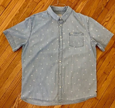 Camisa de mezclilla Quicksilver con pequeños lunares florales manga corta para hombre 2XL  Foto 1 de 4