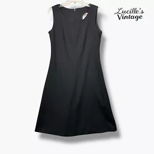 Vintage Womens M 60s 70s Little Black Dress Sleeveless Sears A Line Sheath NWOT - Picture 1 of 11