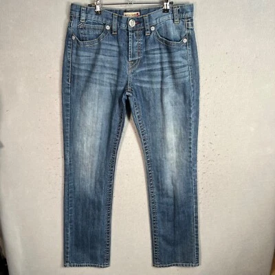 Pantalones de mezclilla para mujer MEK 32 x 34 pierna recta tiro medio azul algodón bordado Foto 1 de 4