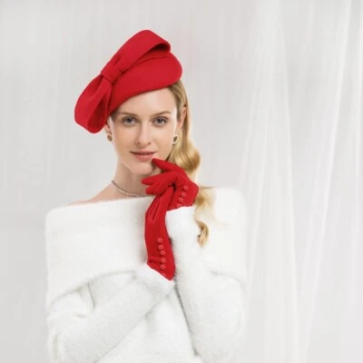 Lágrima Mujer Años 40 Lana Fieltro Fascinador Sombrero Arco Tam Boina Casco Cóctel A568 Foto 1 de 4