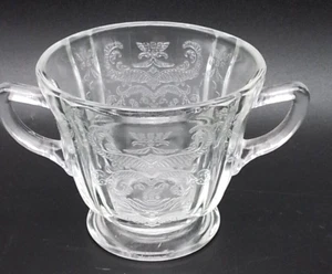 Federal Glass Madrid Clear Depression Glass Two Handle Cup Footed Sugar Bowl - Picture 1 of 8