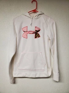 Hoodie - Womens Tops  - Under Armour Cold Gear - Size M - White/Pink/Brown - Picture 1 of 4