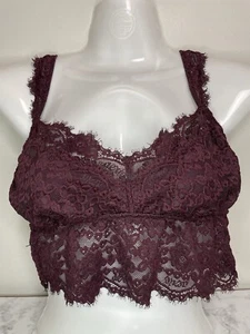Aerie Eyelash lace Burgundy bralette Women Size Medium - Picture 1 of 4