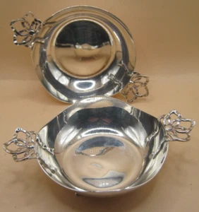 Birmingham 1923 Sterling Silver Pair Of Footed Bowls With Swags & Bows Handles - Picture 1 of 10