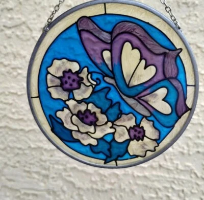 Atrapasol Joan Baker Designs 1994 flores mariposa pintadas a mano Foto 1 de 4