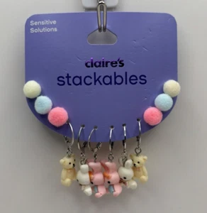 NEW Lot of 6 Pairs Stackables Earrings Bunny Bear from Claire's - Bild 1 von 1