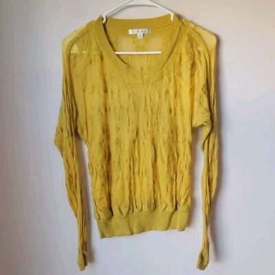 Top semi transparente Cabi para mujer talla pequeña S estampado de guepardo amarillo mostaza Foto 1 de 4