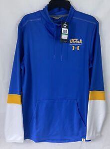 UCLA BRUINS UNDER ARMOUR MENS Blue 1/4 ZIP Loose Sideline Warmup NCAA Jacket LG